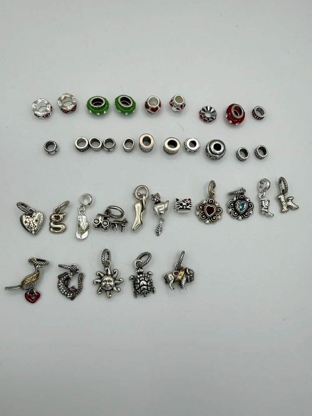 Brighton Four Leaf Clover Wheat Chain Charm Bracelet + 5 Charms
